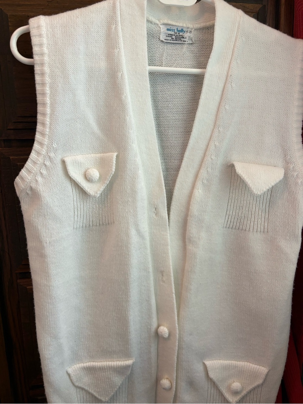 Miss Holly & Co. Cream Knit Button-Front vintage Sweater Vest